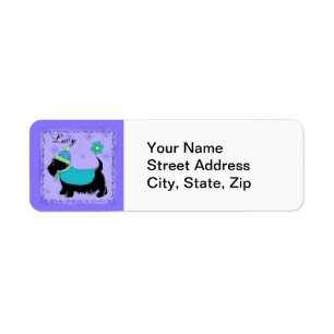 Black Scottie Terrier Dog Name Personalised Purple