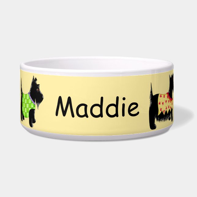 Black Scottie Terrier Dog Name Personalised Yellow (Front)