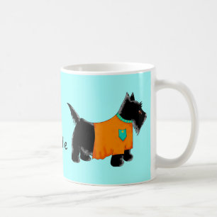 Black Scottie Terrier Dog Orange Name Personalised Coffee Mug