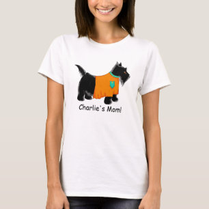 Black Scottie Terrier Dog Orange Name Personalised T-Shirt