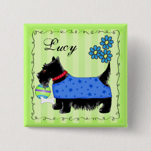Black Scottie Terrier Dog Personalised Name Badge