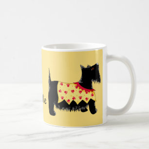 Black Scottie Terrier Dog Yellow Name Personalised Coffee Mug