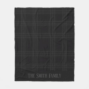 Black Scottish Tartan Personalized Custom Family Fleece Blanket