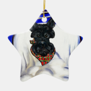 Black Scottish Terrier Angel Ceramic Tree Decoration