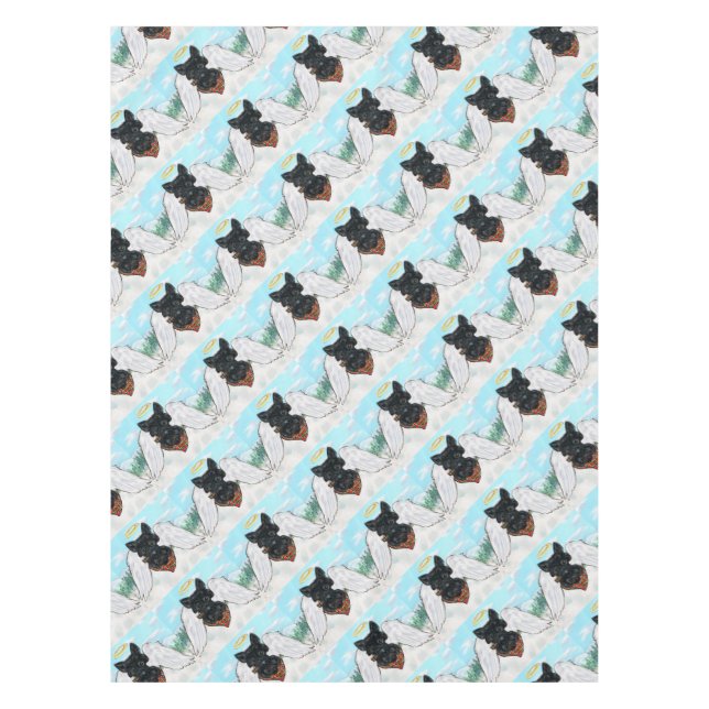 Black Scottish Terrier Angel Tablecloth (Front)