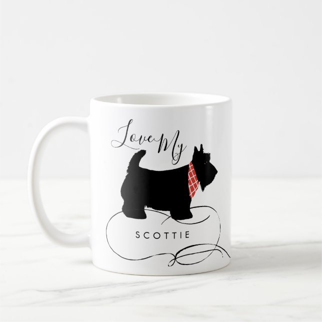 Black Scottish Terrier Dog Love My Scottie Coffee Mug (Left)