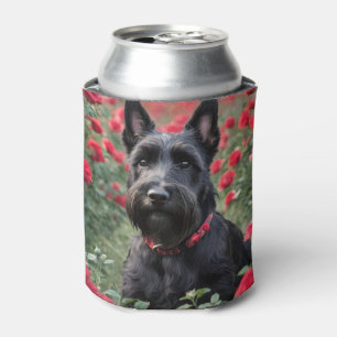 Black Scottish Terrier In Red Roses, Can Cooler