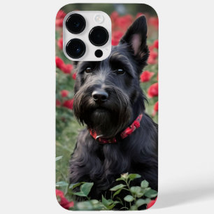 Black Scottish Terrier In The Red Roses, Case-Mate iPhone 14 Pro Max Case