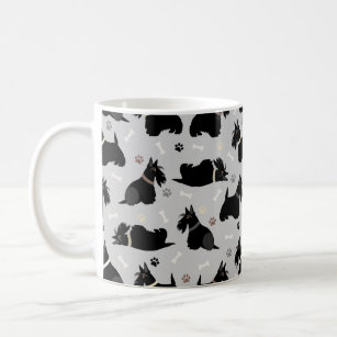 Black Scottish Terrier Paws and Bones Coffee Mug