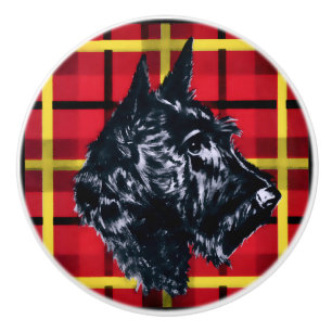 Black Scottish Terrier Scotty dog ceramic knob