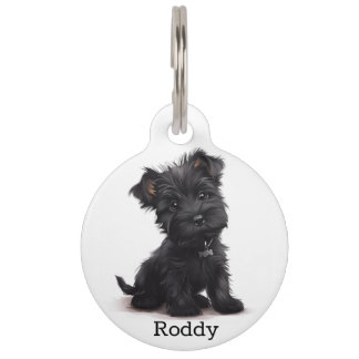 Black Scotty Puppy Personalise Pet ID Tag