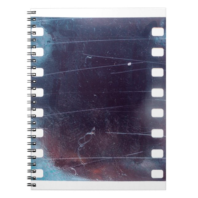 black scratched 35mm film frame, emulsion texture notebook (Front)