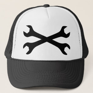 Black Screw Wrench crossed Trucker Hat