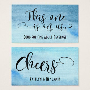 Black Script & Blue Ombre Watercolor Drink Tickets