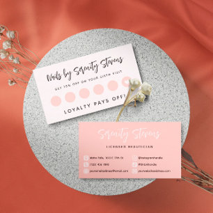 Black Script Blush Pink Beautician 6 Visits Loyalty Card