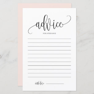 Black Script Bridal Shower Advice for the Bride