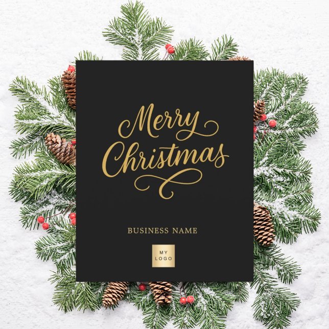Black script business logo Christmas Flyer (Creator Uploaded)