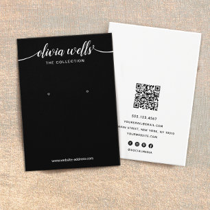 Black Script Calligraphy Font Earring Display