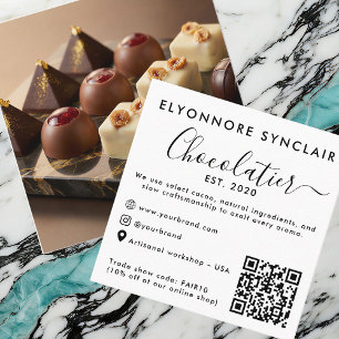 Black Script Chocolatier Brand Event QR Code Calling Card