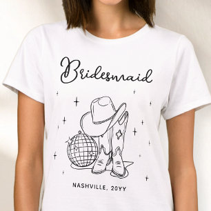 Black Script Cowgirl Bachelorette Party Bridesmaid T-Shirt