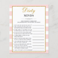 Black Script Dirty Mind Riddles Bridal Shower Game