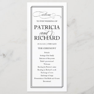 Black Script Elegant Wedding Ceremony Program Programme