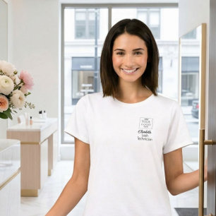 Black Script Employee Name Business Logo Lashes T-Shirt