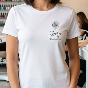 Black Script Employee Name Business Logo Lashes T-Shirt