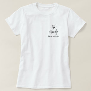 Black Script Employee Name Business Logo Makeup T-Shirt