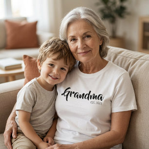 Black Script Established Grandma T-Shirt