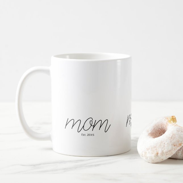 Black Script Established Mom  Coffee Mug (With Donut)