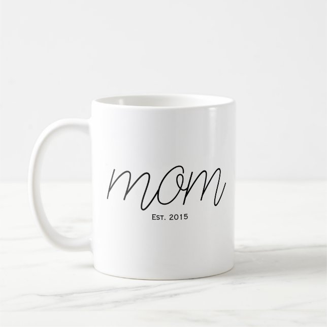Black Script Established Mom  Coffee Mug (Left)
