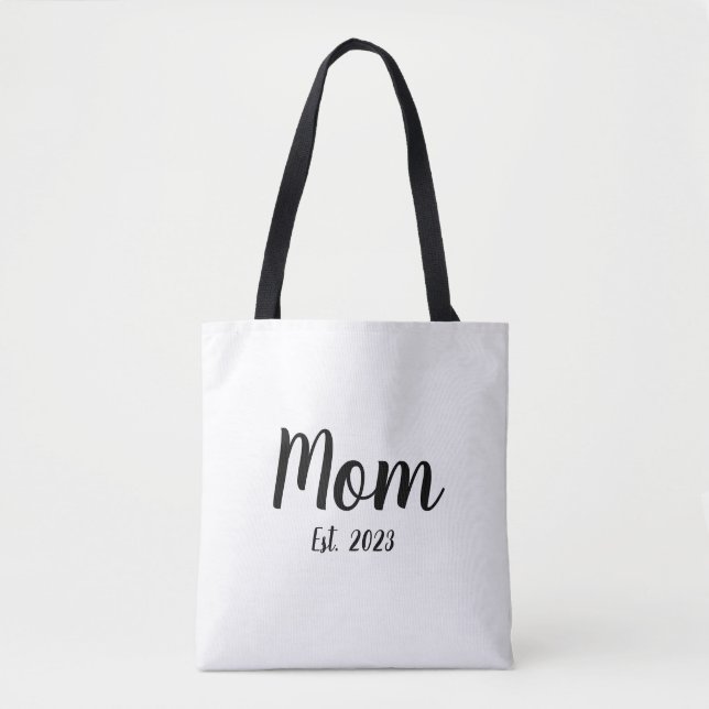 Black Script Established Mom Tote Bag (Front)