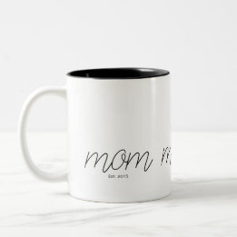 Black Script Established Mom Two-Tone Coffee Mug