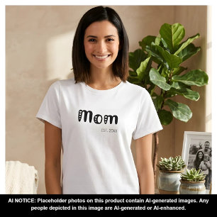 Black Script Established Mum Cute Hearts T-Shirt
