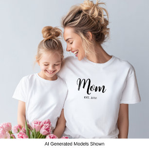 Black Script Established Mum T-Shirt
