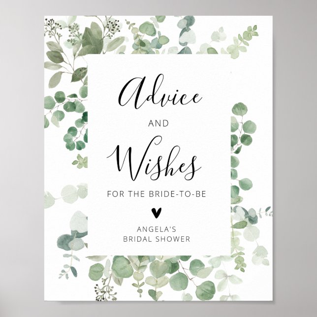 black script eucalyptus advice and wishes poster (Front)
