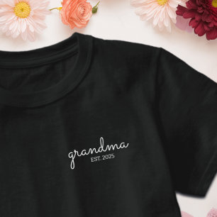 Black Script Font Established Grandma T-Shirt