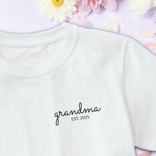 Black Script Font Established Grandma T-Shirt