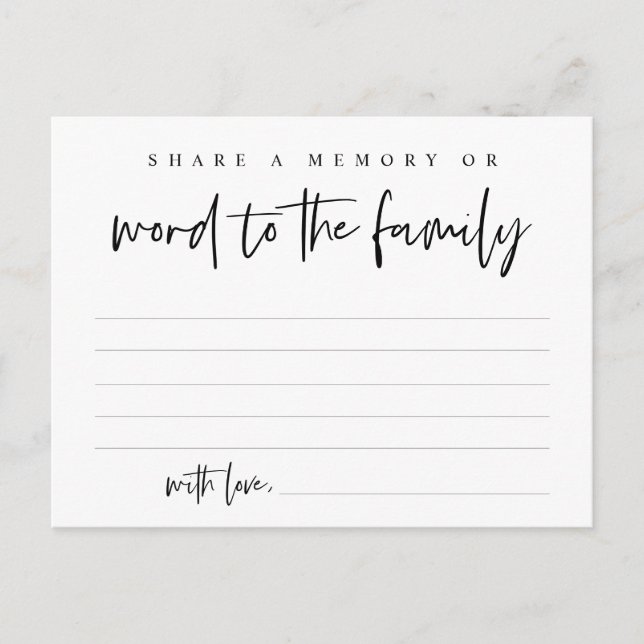 Black Script, Funeral Service, Share a memory Card (Front)