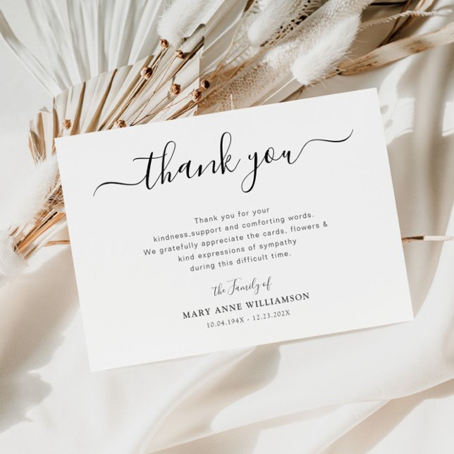 black script funeral thank you note card (Creator Uploaded)