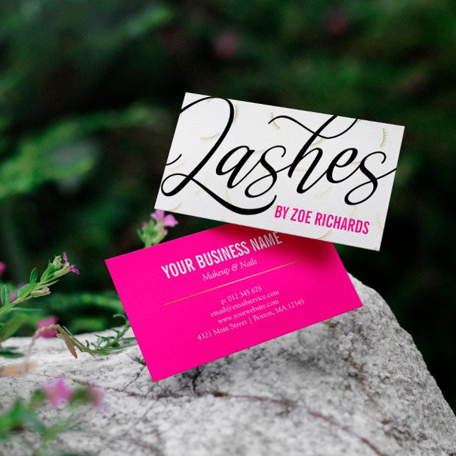 Black Script & Gold Lashes Business Card (Creator Uploaded)