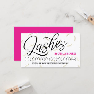 Black Script & Gold Lashes Loyalty Punch Card