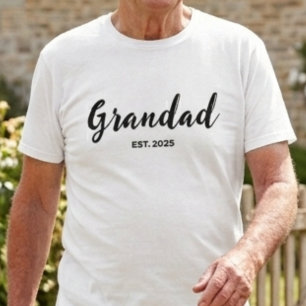 Black Script Grandad Established  T-Shirt