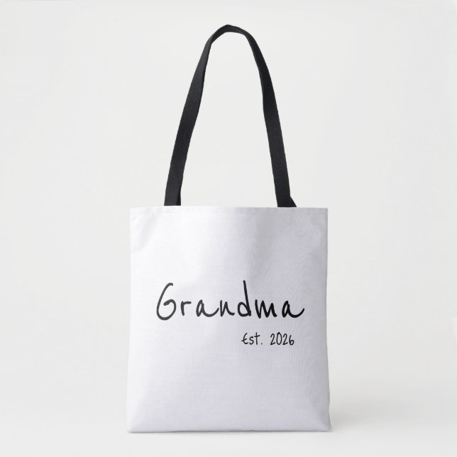 Black Script Grandma Established Tote Bag (Front)