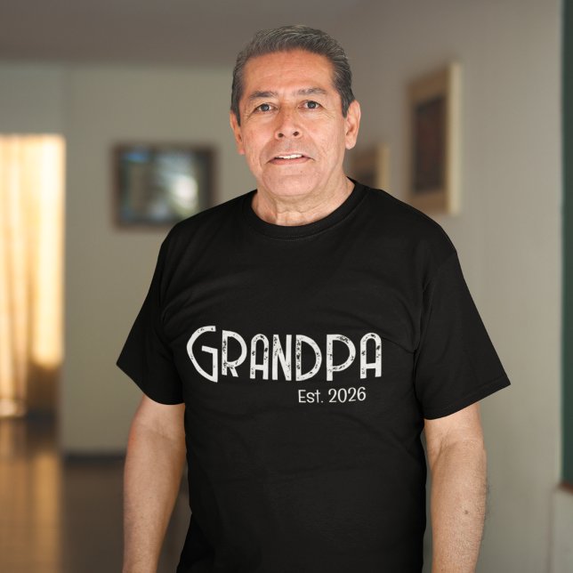 Black Script Grunge Established Grandpa T-Shirt (Creator Uploaded)
