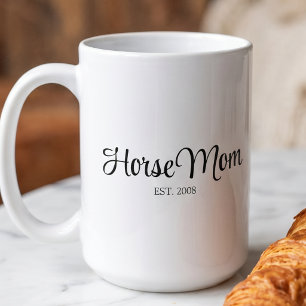 Black Script Horse Mum Established  Coffee Mug