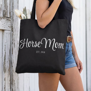 Black Script Horse Mum Established Tote Bag