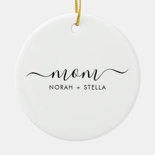 Black Script Kids Names Mum Ceramic Tree Decoration