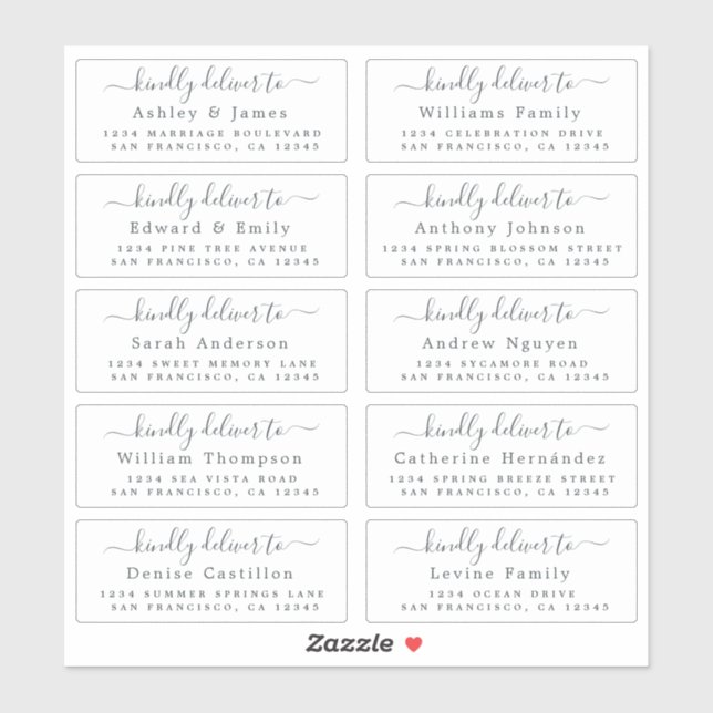 Black Script Kindly Deliver Guest Address Label (Sheet)